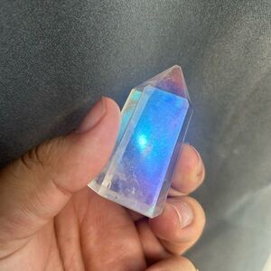 Iridescent aura Crystal Quartz  Prism
